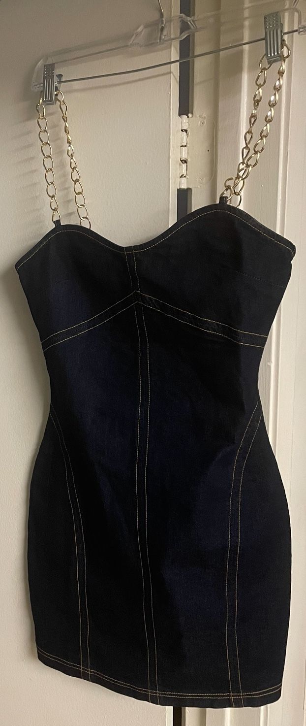 Blue Blush Denim Mini Dress, Size - Small