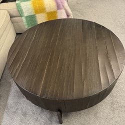 Pottery Barn Fargo Round Reclaimed Wood Coffee Table