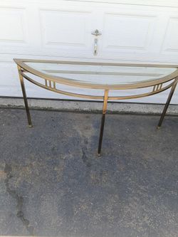 Gold Metal And Glass Hall Table. 