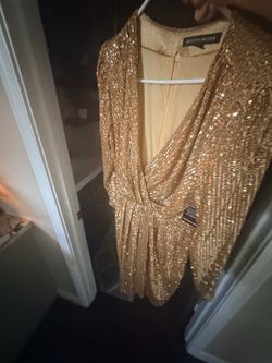 Boston Proper Gold Sequin Dress