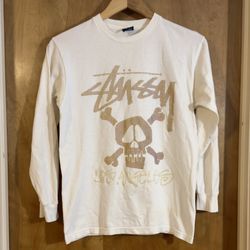 Stussy Small Los Angeles White Long Sleeve Tshirt 2000s