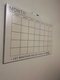Dry erase calendar