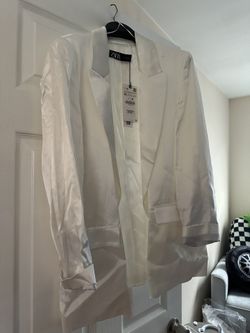 XL Satin White Zara Blazer 