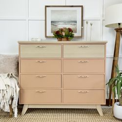 Mid Century 8 Drawer All Wood Dresser