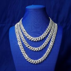 Silver Moissanite Cuban Chains