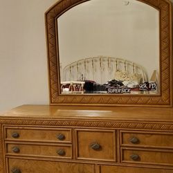Wooden Dresser With Mirror 