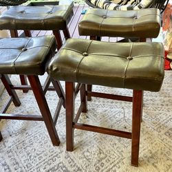 4 Leather Counter Stools / All 4 For $60