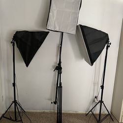 Three Black Soft Boxes For Studio Lighting