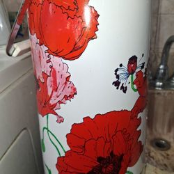 Vintage AirPot Hot & Cold Liquid Dispencer With Poppies. 1970's. Works Great!