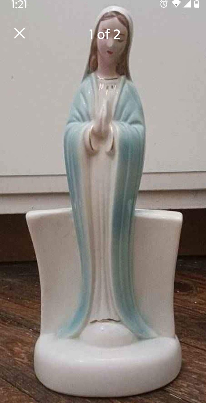 Vintage Blessed Virgin Mary Ceramic Planter Vase "13" Tall 20.00 Firm

