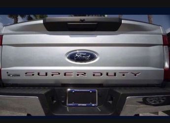 Tailgate Insert Letters; Gloss Black with Red Outline 17-22 F-250