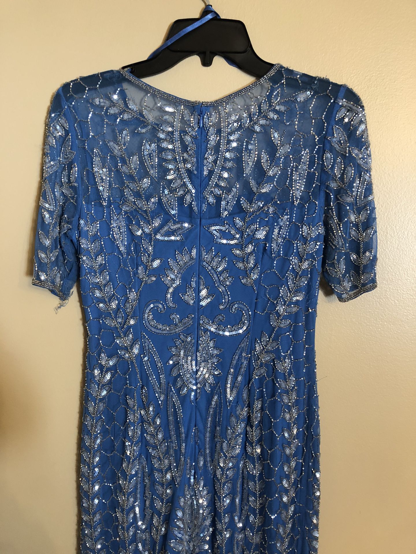 Beaded Blue Fancy Dress ( Size 4 )