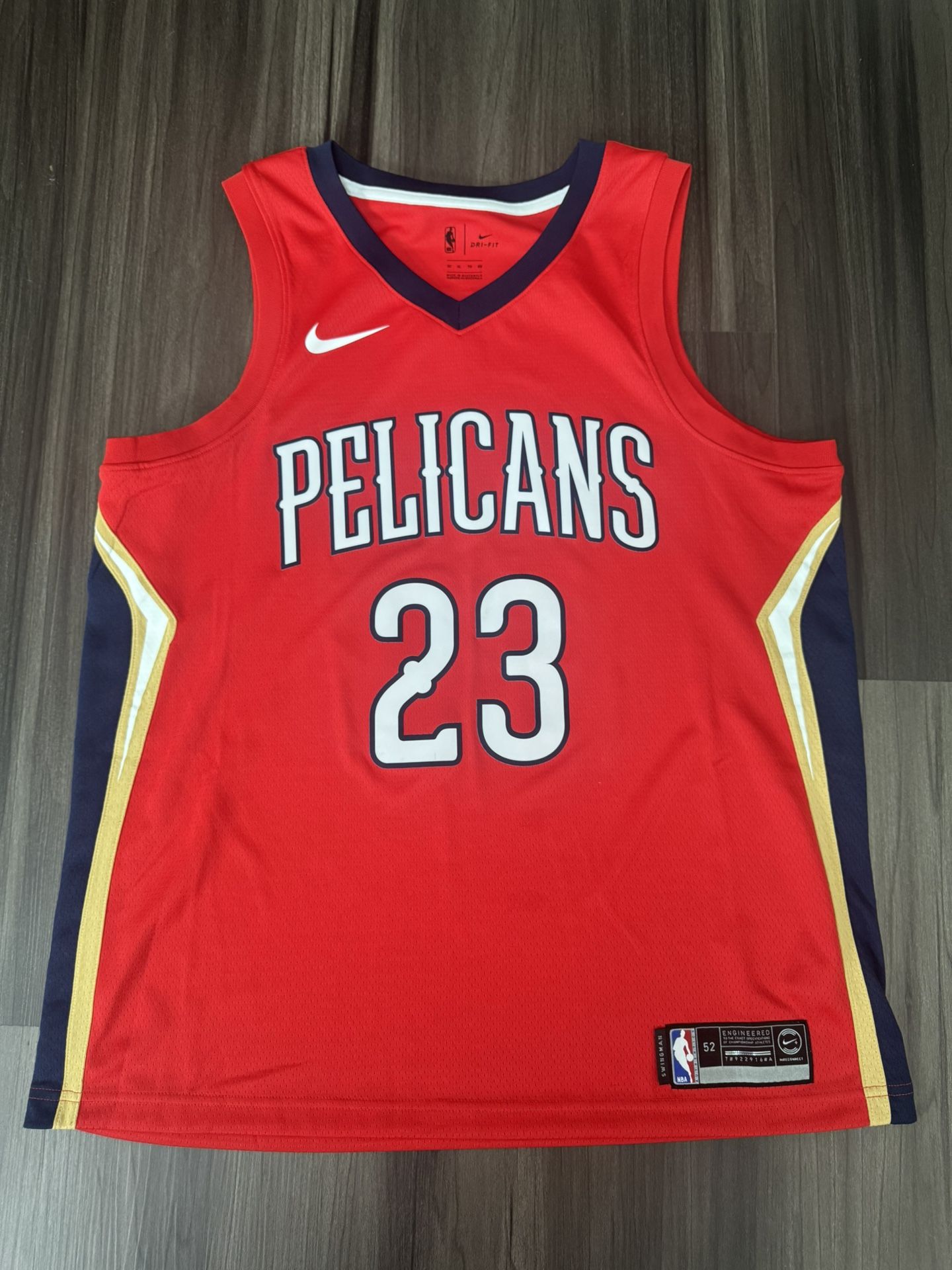 Nike New Orleans Pelicans Anthony Davis #23 Red Swingman Jersey Men’s XL 52