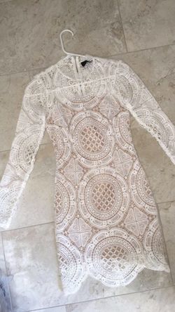 High neck white lace cocktail dress. Size 0