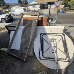 Free Junk, Heavy Wood Closet Doors, Heavy Metal Drawers Window Lamps Random
