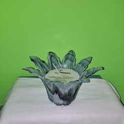 Tammaro Home Scented Murano Art Glass Candle Italy Seafoam Black/Green-$25.00