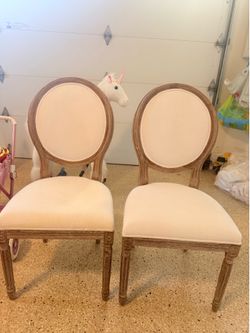 6X VINTAGE FRENCH ROUND FABRIC SIDE CHAIR