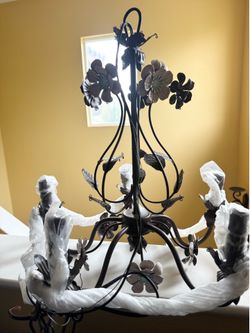 Brown wrought iron chandelier