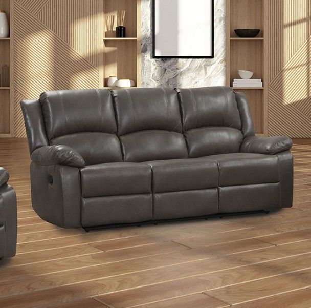 Gray Breathable Leather Couch Sofa Recliner
