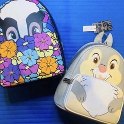 Loungefly Disney Bambi Flower Skunk and Thumper Rabbit Mini Backpacks - Both NWTs   