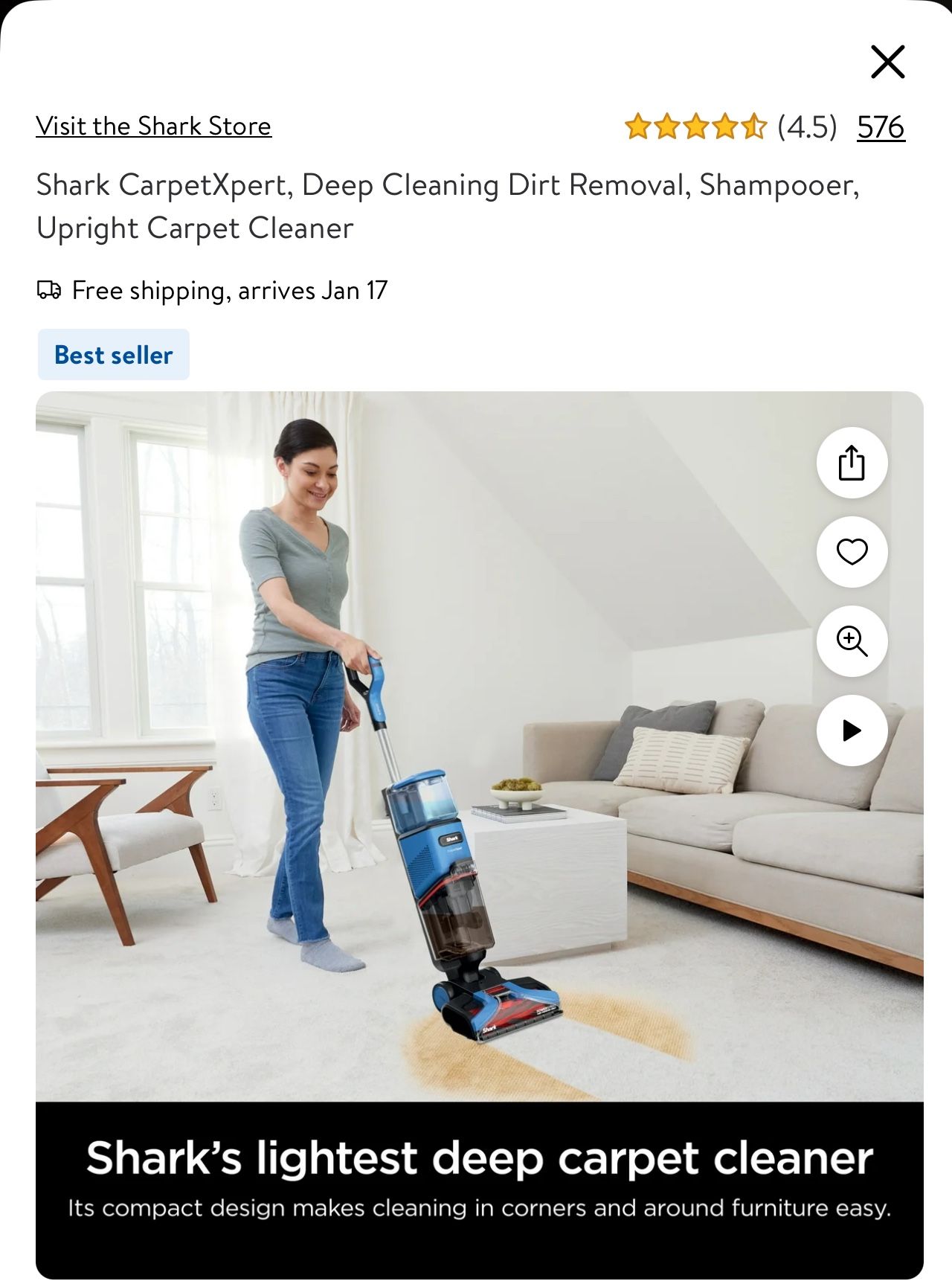 Shark CarpetXpert, Deep Cleaning Dirt Removal, Shampooer, Upright Carpet Cleaner