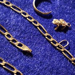 Ladies Jewelry 11' Ankle Bracelet, Toe Ring & Frog Charm $300  