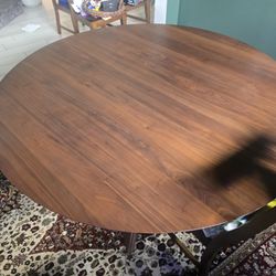 Crate & Barrel Apex Solid Walnut Round Dining Table