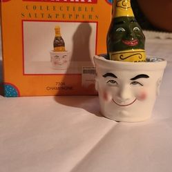 Clay Art Champayne & Bucket Salt  and Pepper Shakers 
