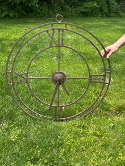 Oversized 32” Wrought Iron Clock Frame – Rustic Garden Trellis / Wall Art