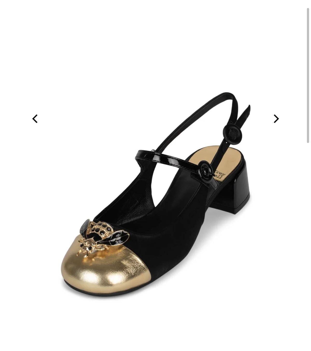 Jeffrey Campbell Black and Gold Slingback Heels
