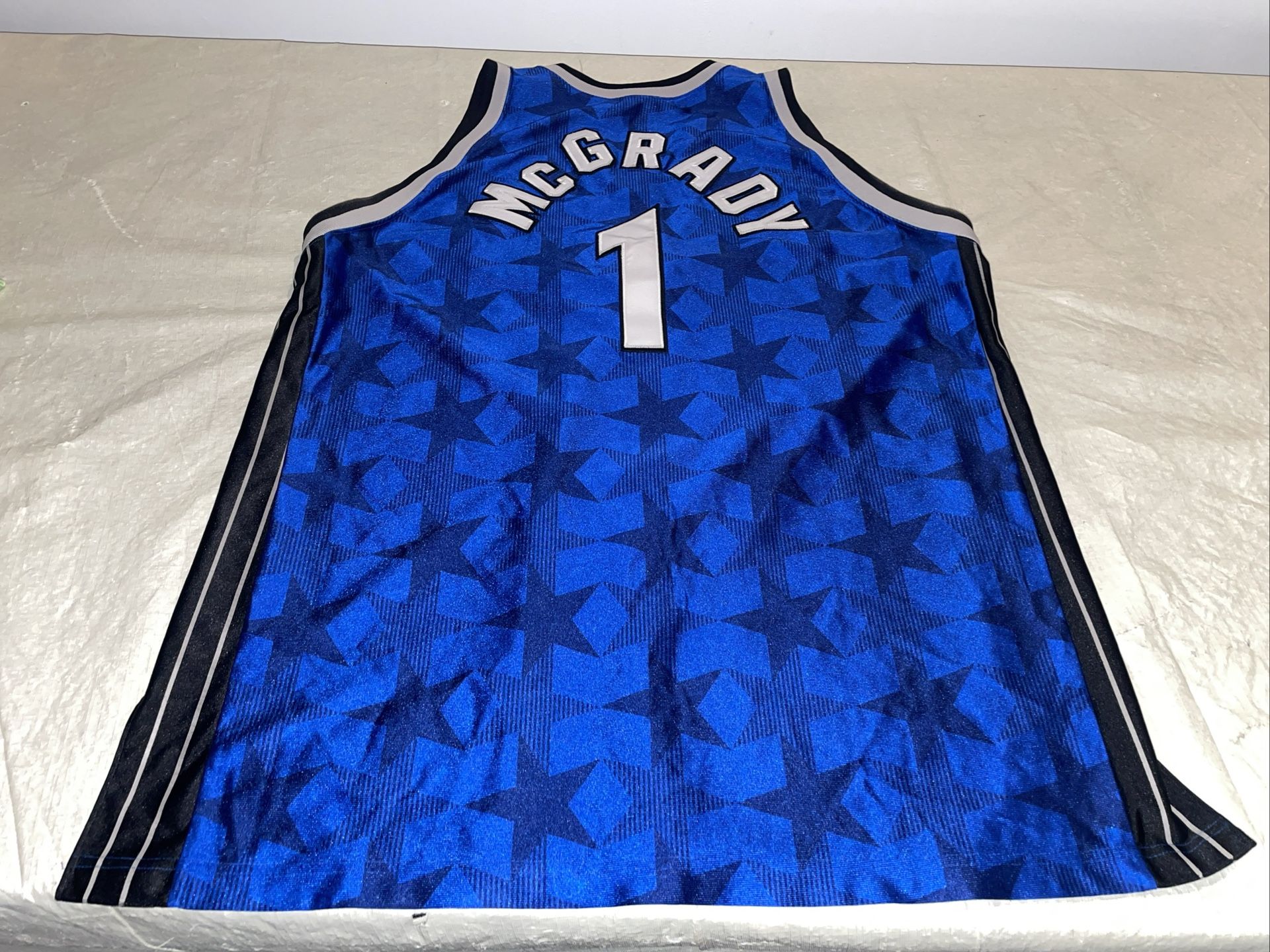 AUTHENTic Tracy Mcgrady Champion JERSEY Mens 52 Euc Orlando Magic Blue Sewn Vtg