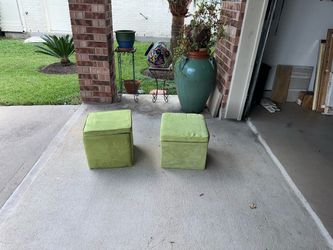 Pair of Green Storage Ottomans
