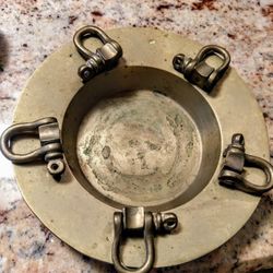 Solid Brass Nautical Porthole/Ashtrays-Heavy Set Of Two