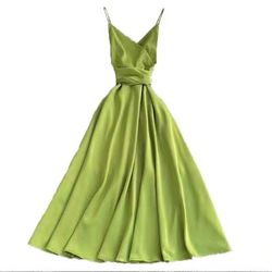 Green Vintage Satin Party Dress