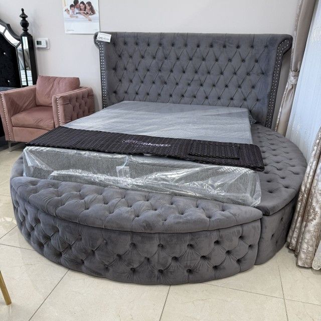 LUXUS VELVET KING BED GREY