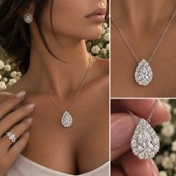 IGI CERTIFIED 3 CTW PEAR DIAMOND NECKLACE | 2.00 CT D/VS1 CENTER | LAB-GROWN | LUXURY