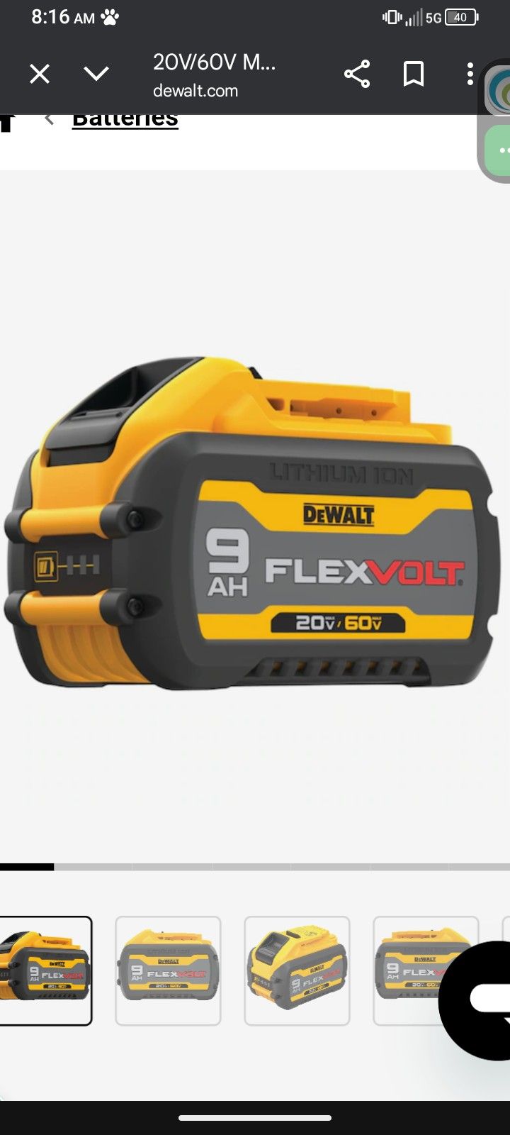 DeWalt Battery 9ah