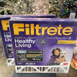 Filtrete 20x20x4, AC Furnace Air Filter, MPR 1550 DP, Healthy Living Ultra Allergen Deep Pleat, 2-Pack (Actual Dimensions 19.88 x 19.88 x 4.31)