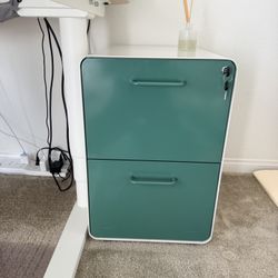Poppin 2-Drawer Teal Locking File Cabinet