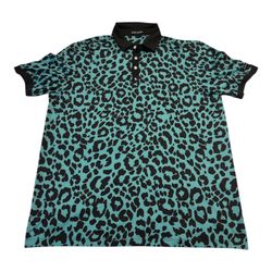 BYRDGANG Men's Leopard Print Polo Shirt - Size L