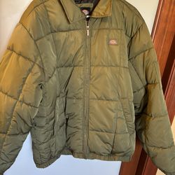 Dickies Olive Army Green, Puffer Bomber Jacket - BRAND NEW - Size Large