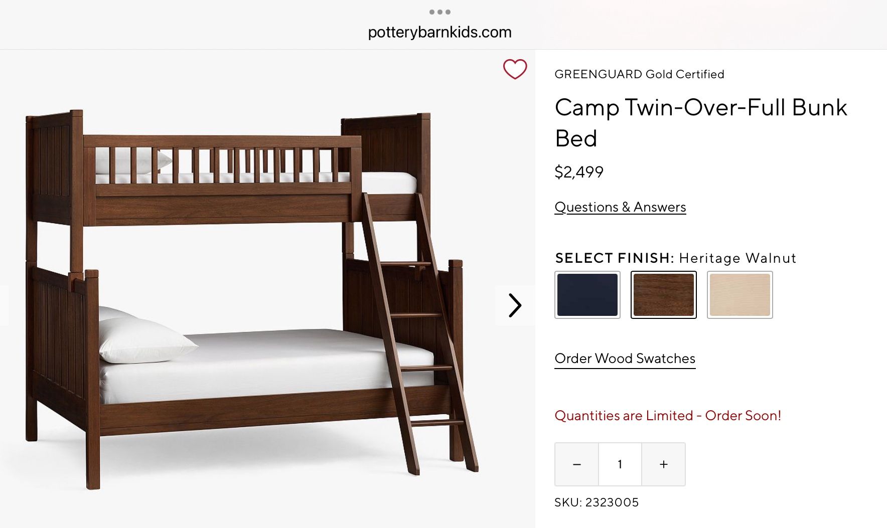 Pottery Barn Full Sized Bunk Bed With Ladder