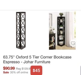 Oxford 5 tier Corner Bookcase Expression - Johansson