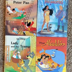 SUMMER READING! DISNEY HARDBACK LARGE BOOK SET! POCAHONTAS ALADDIN PETER PAN LADY & The Tramp!