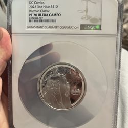 DC Comics 2022 3oz .999 Fine Silver Niue $10 Batman Classic PF70 Ultra Cameo NGC