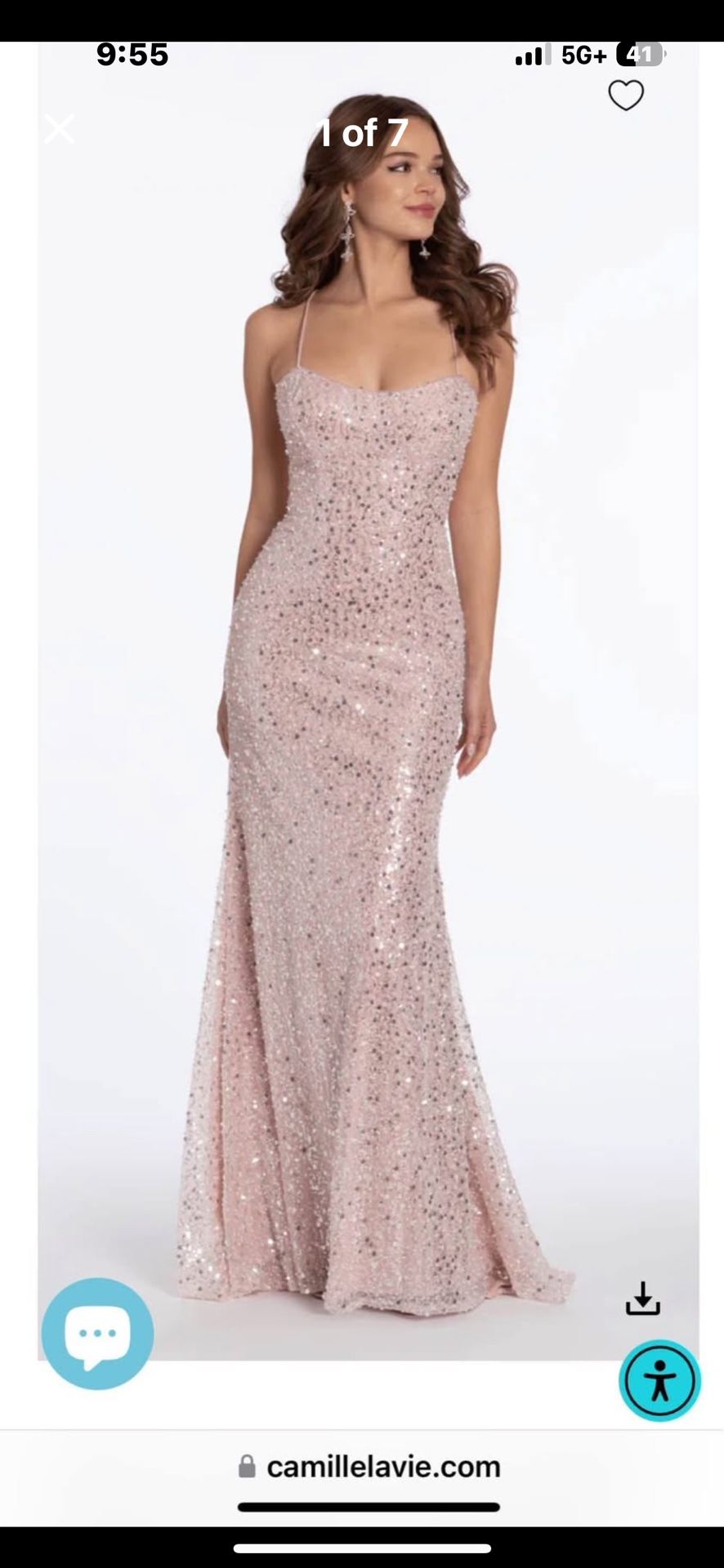 CAMILLE LA VIE Sequin Scoop Lace Up Back Trumpet Dress with...