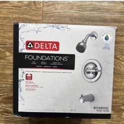 Delta B114900C Foundations Single-Handle 1-Spray Tub & Shower Faucet in Chrome w/ Valve