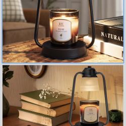 Candle Warmer Lamp with Timer Dimmer - Electric Modern Wax Melt Warmer Black Scented Jar Candles Light Birthday Gifts for Women Mom House Warming New 
