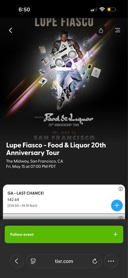 1 Lupe Fiasco ticket at the MidWay May15th!!