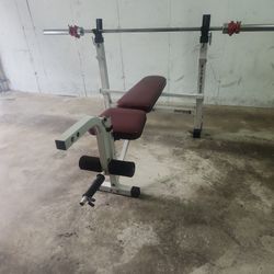 Gold's Gym Bench Press With Bar And Clips